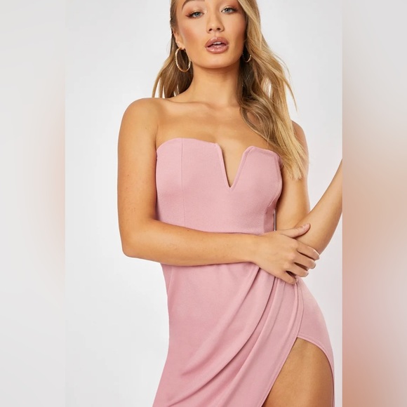 PINK SPLIT FRONT MAXI DRESS in the style - Picture 4 of 6